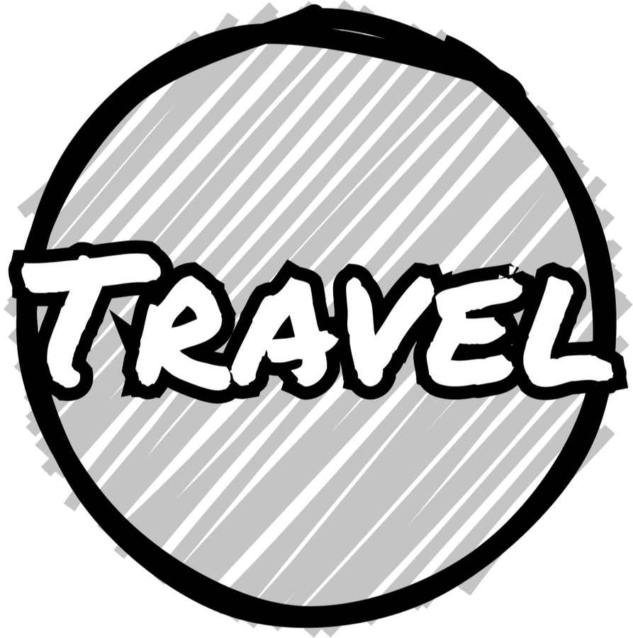 The word "Travel" is outlined in Sharpie and is in the middle of a black, hand-drawn circle.